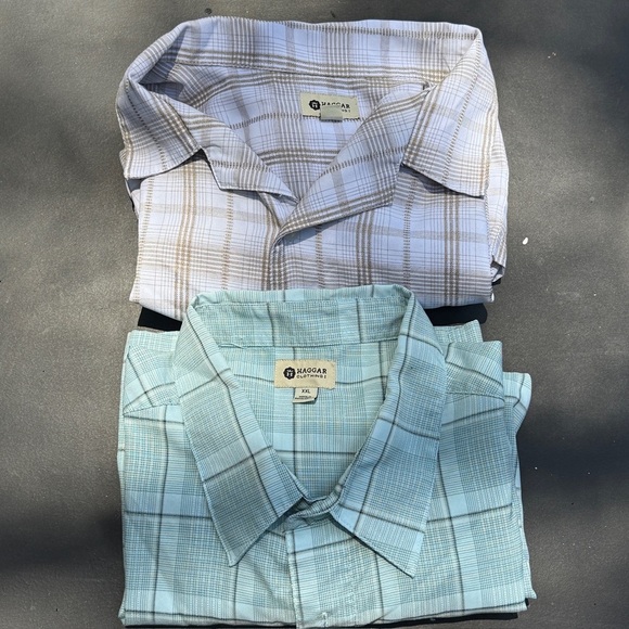 Haggar Casual Button Down Shirts Plaid Men’s XXL Set of 2 - Picture 1 of 3